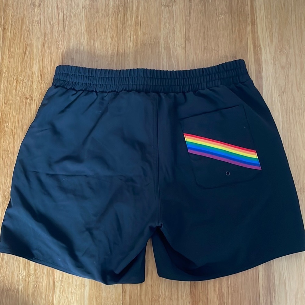 TomboyX Board Shorts 7” Black Rainbow